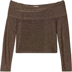 Cache Cache gemêleerde off shoulder top bruin/ goud