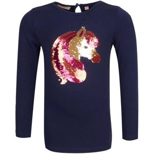 Someone longsleeve Miley met printopdruk en pailletten donkerblauw