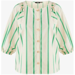 Mexx gestreepte blouse crème/groen