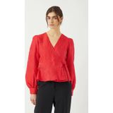 Y.a.s - Yasjorin LS Wrap Top - Overhemd - Rood - Polyester