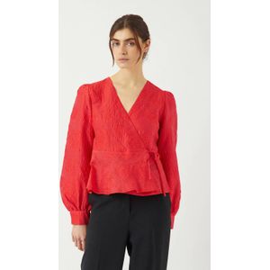 Y.a.s - Yasjorin LS Wrap Top - Overhemd - Rood - Polyester
