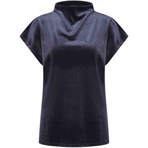 Expresso velours top donkerblauw