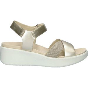 Ecco Flowt Wedge leren sandalen goud