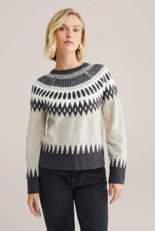 WE Fashion - Gebreide Trui - Greige - Regular Fit
