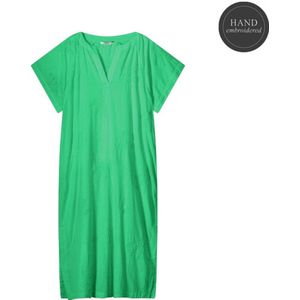 Summum maxi jurk met all over print en borduursels groen