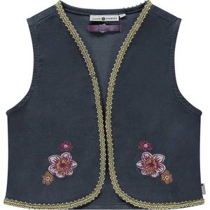 Stains&Stories gebloemd gilet donkerblauw