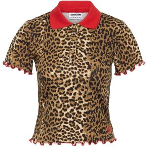 NOISY MAY Curve top met panterprint beige