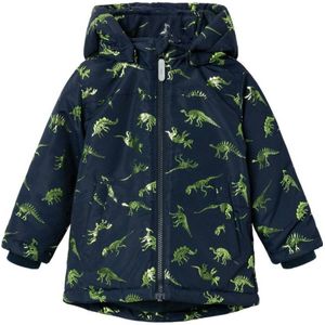 NAME IT MINI winterjas NMMMAX met all over print donkerblauw/groen