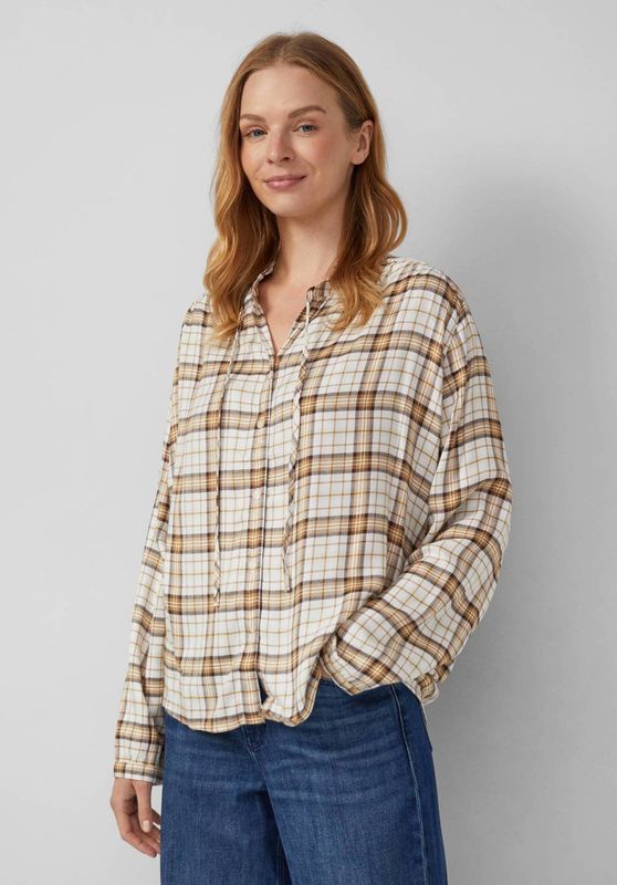 s.Oliver RED LABEL - Overhemdblouse - Regular Fit - All-over Motief - Geruit