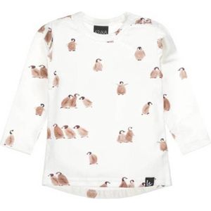 Babystyling baby longsleeve met all over print wit/bruin