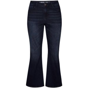 Miss Etam Plus - Flared Jeans - Dark Blue Denim - 5-Pocket Model