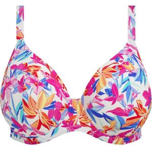 Elomi niet-voorgevormde beugel bikinitop Savaneta wit/fuchsia/blauw