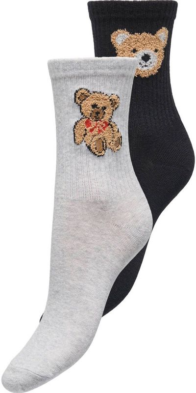 ONLY - ONLTEDDY - Sokken - Zwart/Grijs - Set van 2