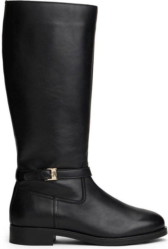Tommy Hilfiger - TH BUCKLE RIDING LTHR LONG BOOT - Laarzen - Zwart