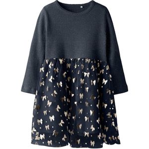 NAME IT - NMFROSALLY - Jurk - Navy - Goud - Korte Mouwen