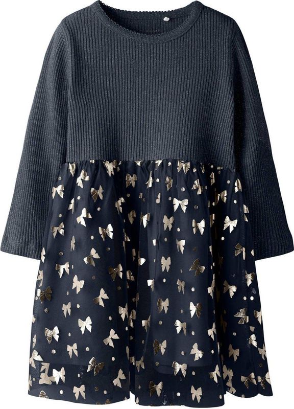 NAME IT - NMFROSALLY - Jurk - Navy - Goud - Korte Mouwen