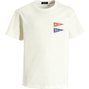 REPLAY T-shirt met printopdruk offwhite
