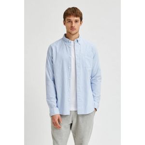 SELECTED HOMME gestreept regular fit overhemd SLHREGRICK-OX met biologisch katoen lichtblauw/wit