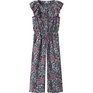 NAME IT KIDS jumpsuit met ruches donkerblauw/roze/lichtblauw