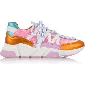 DWRS Los Angeles leren sneakers met pailletten roze/oranje