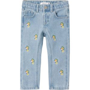 NAME IT MINI gebloemde regular fit jeans NMFROSE light blue denim