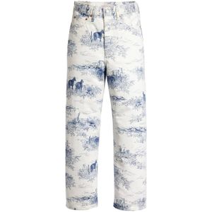 Levi's Ribcage high waist straight jeans met all over print wit/blauw