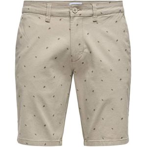 ONLY & SONS regular fit short ONSCAM met all over print chinchilla