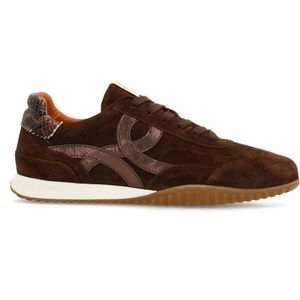 Manfield - Casual Schoenen - Bruine Suède Sneakers