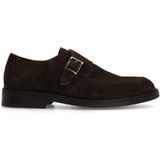 Manfield - Gespschoenen - Donkerbruin - Suède - Zwarte Hak 3 cm