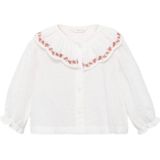 Mango Kids - Blouse - Wit - Katoen - Peter Pan-kraag