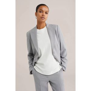 WE Fashion getailleerde blazer grijs melange