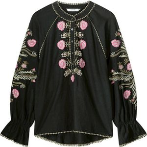 Summum gebloemde blousetop zwart/roze