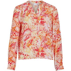 VILA blousetop met all over print oranje/rood/roze