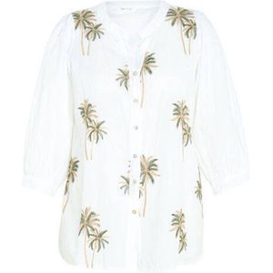 Paprika blouse met bladprint ecru/bruin