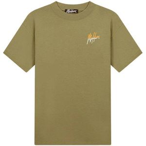Malelions T-shirt met backprint army/orange