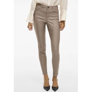 VILA skinny regular waist casual broek lichtbruin