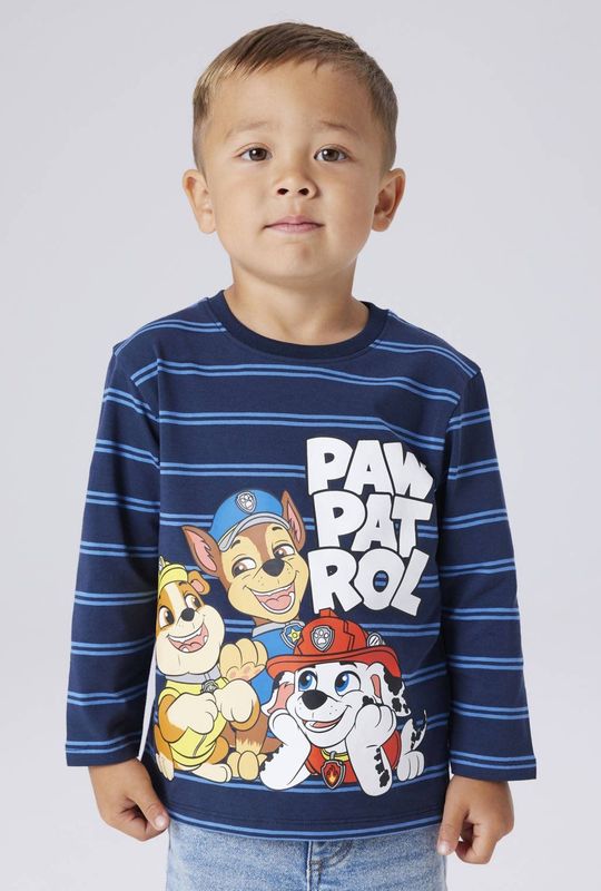 NAME IT MINI Paw Patrol longsleeve donkerblauw gebreid