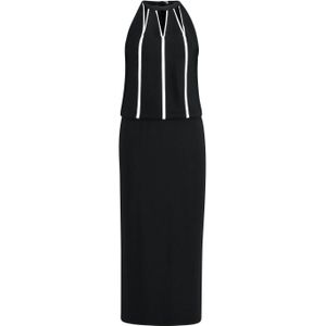 Claudia Sträter fijngebreide halter jurk met contrastbies en contrastbies zwart/wit