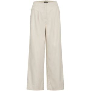 Bruuns Bazaar gestreepte high waist wide leg pantalon zand