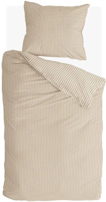 Walra - Dekbedovertrek Cozy Blocks - Zand - 140x220 cm - 1-Persoons - 100% Flanel Katoen