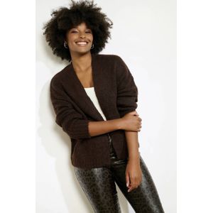 LOLALIZA vest met wol donkerbruin grof gebreid