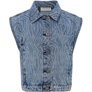 LOOXS 10sixteen gilet met all over print medium blue denim