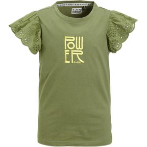 Me & My Monkey T-shirt Pietsje met tekstopdruk khaki