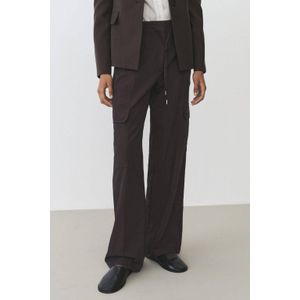 Mango wide leg high waist casual broek antraciet