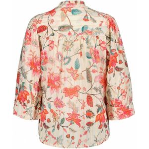 Didi blousetop met all over print ecru/rood/blauw