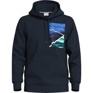 s.Oliver hoodie met printopdruk marine