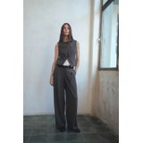 Mango gilet met krijtstreep grijs