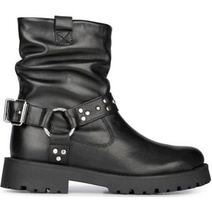 PS Poelman Lein leren bikerboots zwart