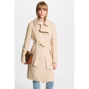 MORGAN - Trenchcoat - Beige - Polyester - Halflang met Ceintuur