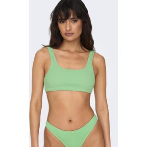 ONLY niet-voorgevormde crop bikinitop ONLAMANDA met textuur groen